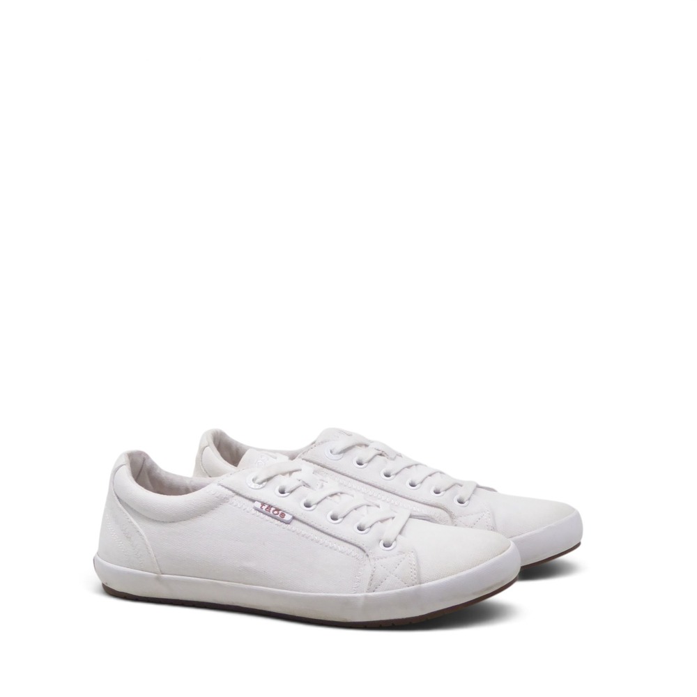 Taos Womens Star Sneakers Shoes White Canvas Lace Up Low Top 8.5